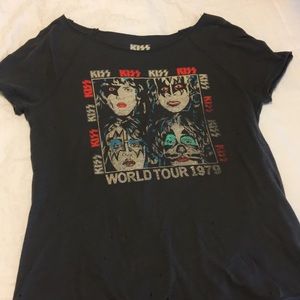 KISS graphic wide neck tee